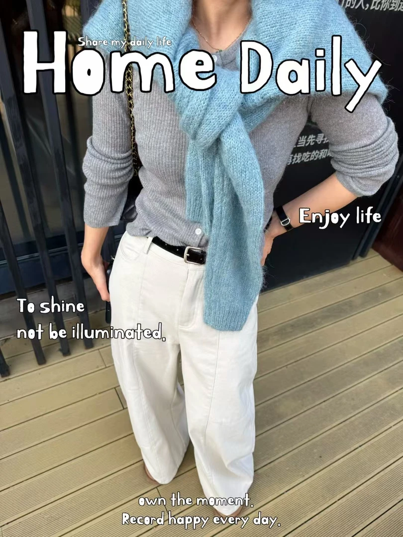 高腰直筒阔腿裤女宽松显瘦休闲百搭简约长裤