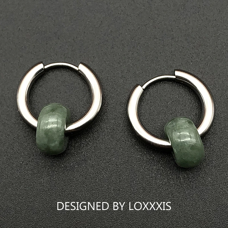 钛钢耳饰 Loxxxis 国风暗绿玉石耳环 小众设计感中性款新中式耳圈