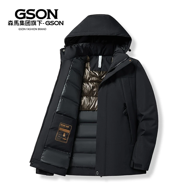 GSON户外冬季新款连帽保暖棉服休闲百搭时尚情侣加绒加厚棉衣外套