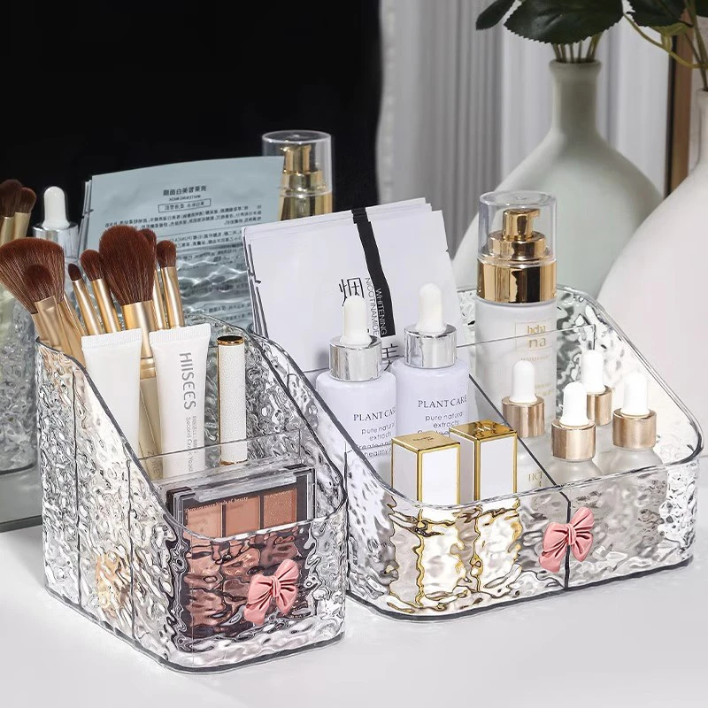 化妆品收纳盒口红护肤品水波纹透明亚克力化妆刷杂物大容量置物架