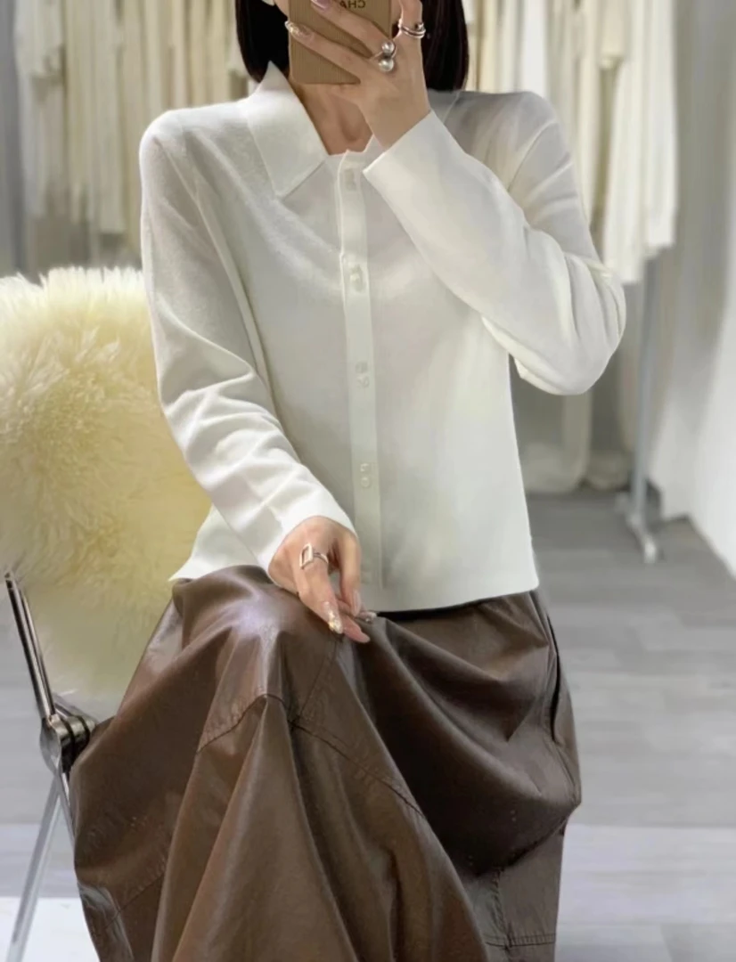 时尚新款百搭衬衫针织衫高级显瘦长袖