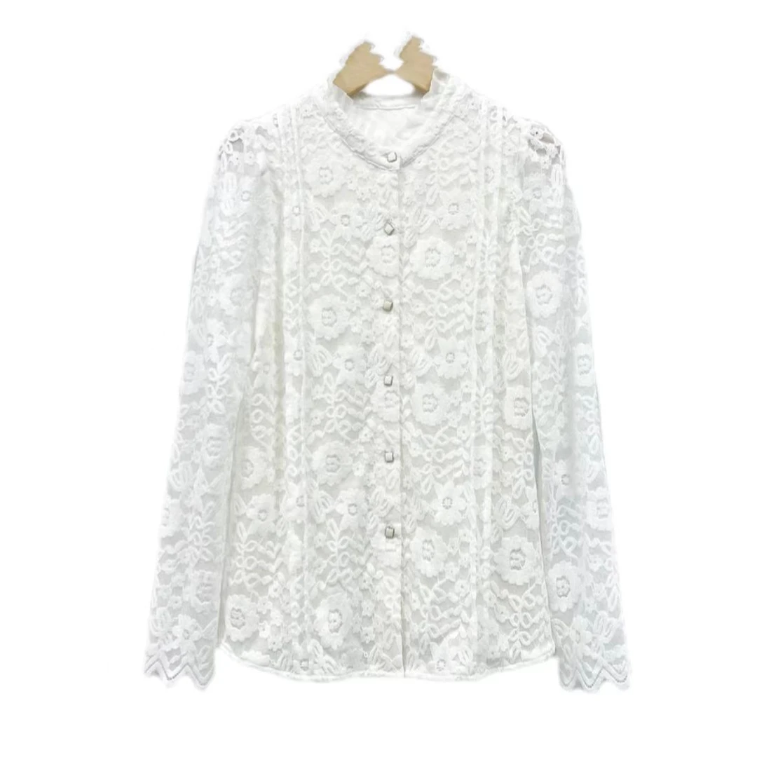 【多米拉】07424夏季白色气质小众上衣显瘦时尚百搭印花圆领春季休