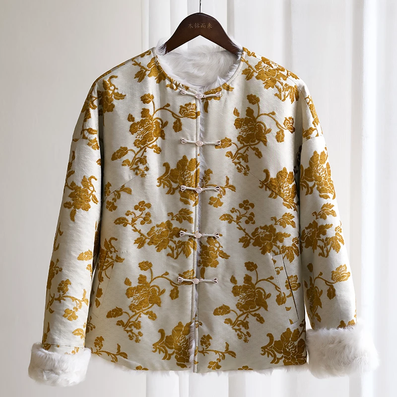 『海棠』新中式国风漳绒羊羔毛上衣外套C060