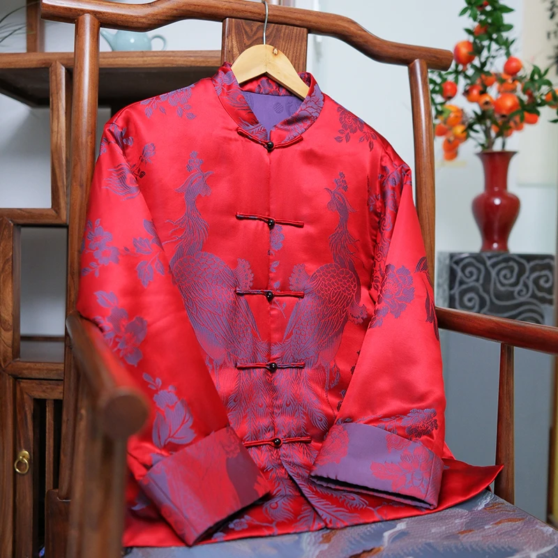 『红凤凰』新中式桑蚕丝织锦缎提花棉服上衣DFWW6750