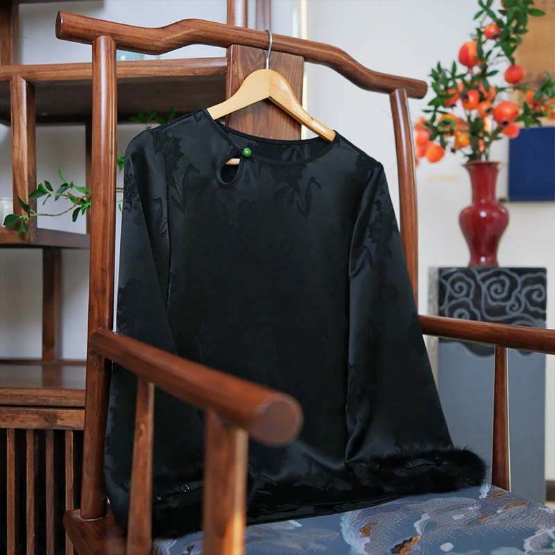 『晚柔』新中式醋酸提花衬衫DFWC6291