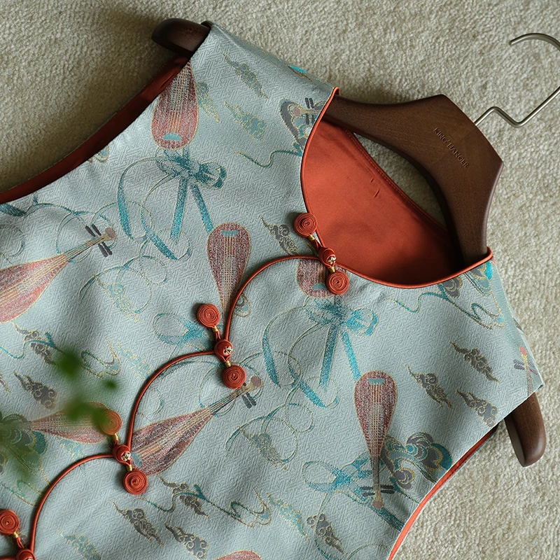 『清莹』新中式国风桑蚕丝宽松气质棉马甲DGWQ2776