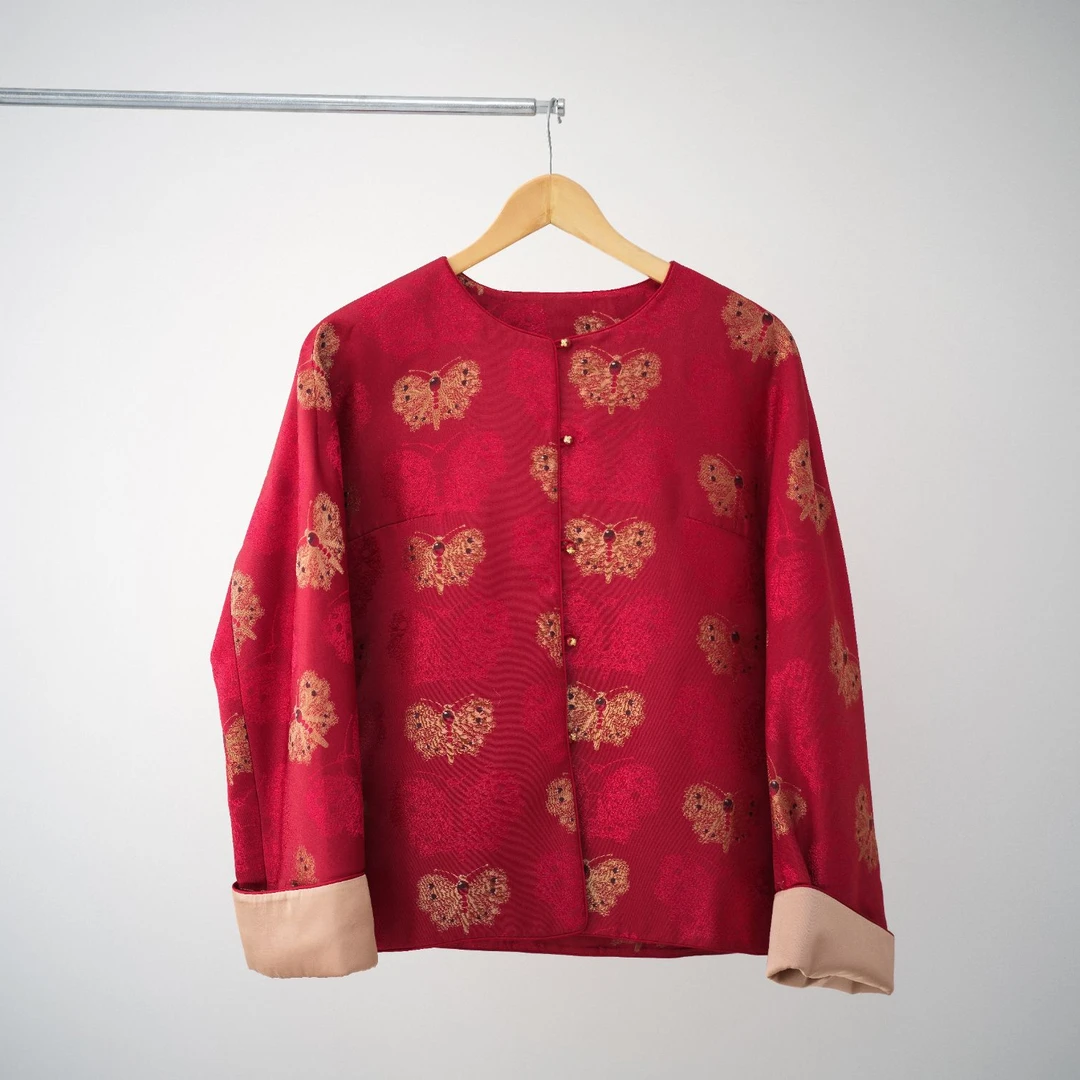 『断码福利』新中式桑蚕丝秋冬宽松国风棉衣DGWW2739