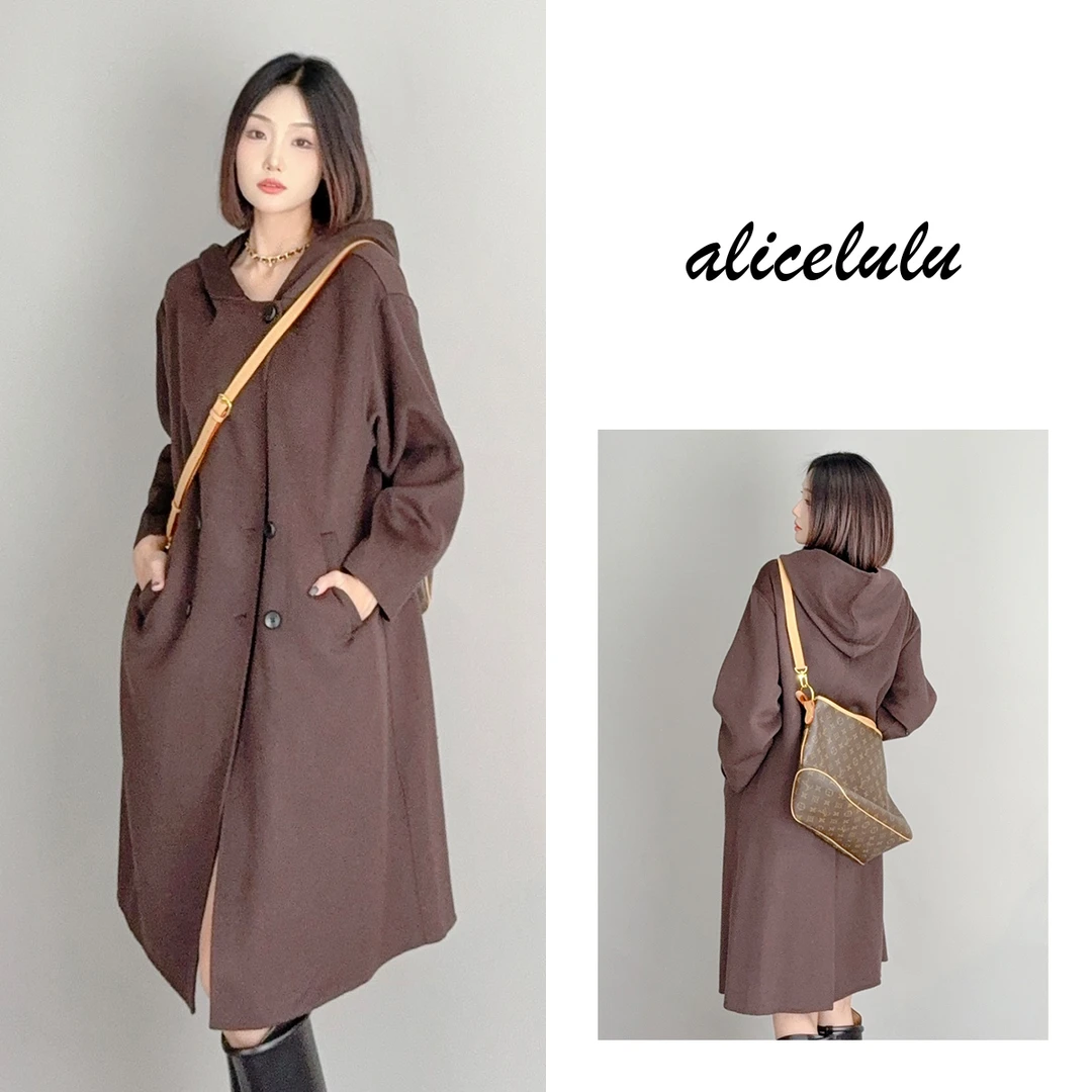 2 ALICE “柔光滤镜”毛呢大衣  绵羊毛 休闲连帽 S2140659Tr