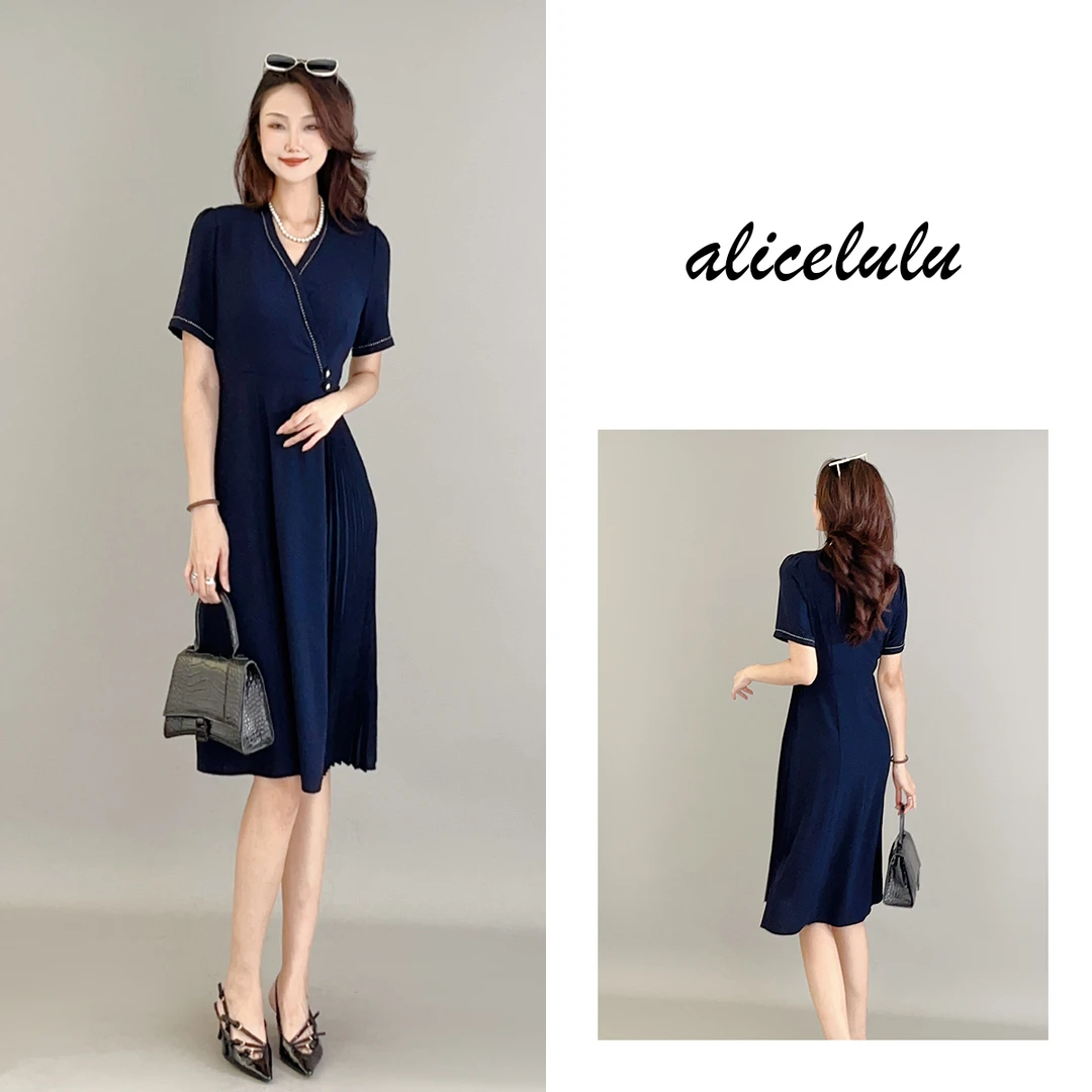 1 ALICE “知性办公室”连衣裙 优雅褶皱 明线设计 S2138520B