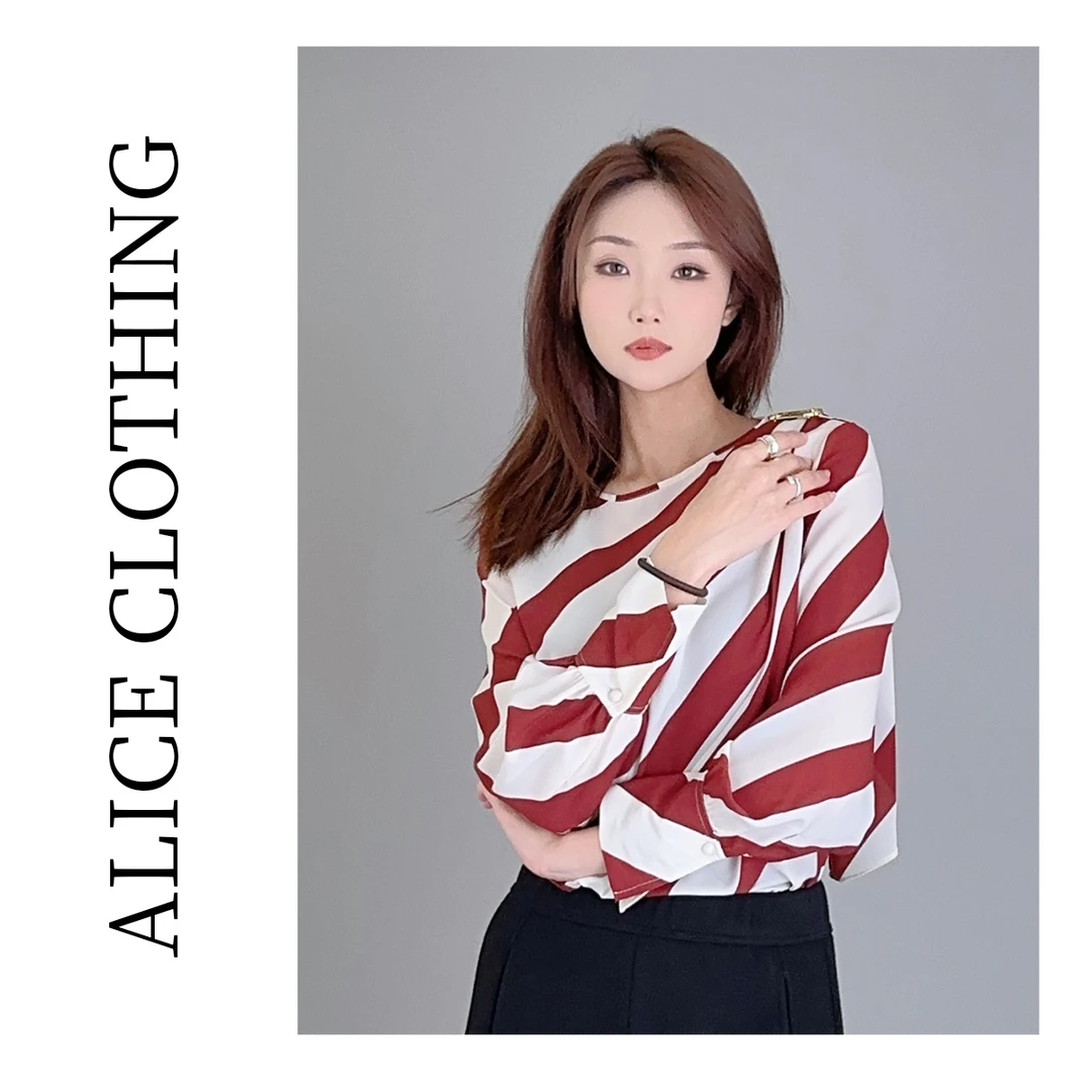 4【ALICE “时髦漫步”通勤衬衫】优雅斜纹 浪漫飘带S2136632G