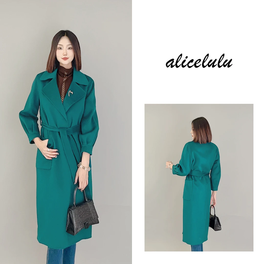 2 ALICE “孔雀绿”毛呢大衣 气质翻领 高支羊毛 S2140413Tr