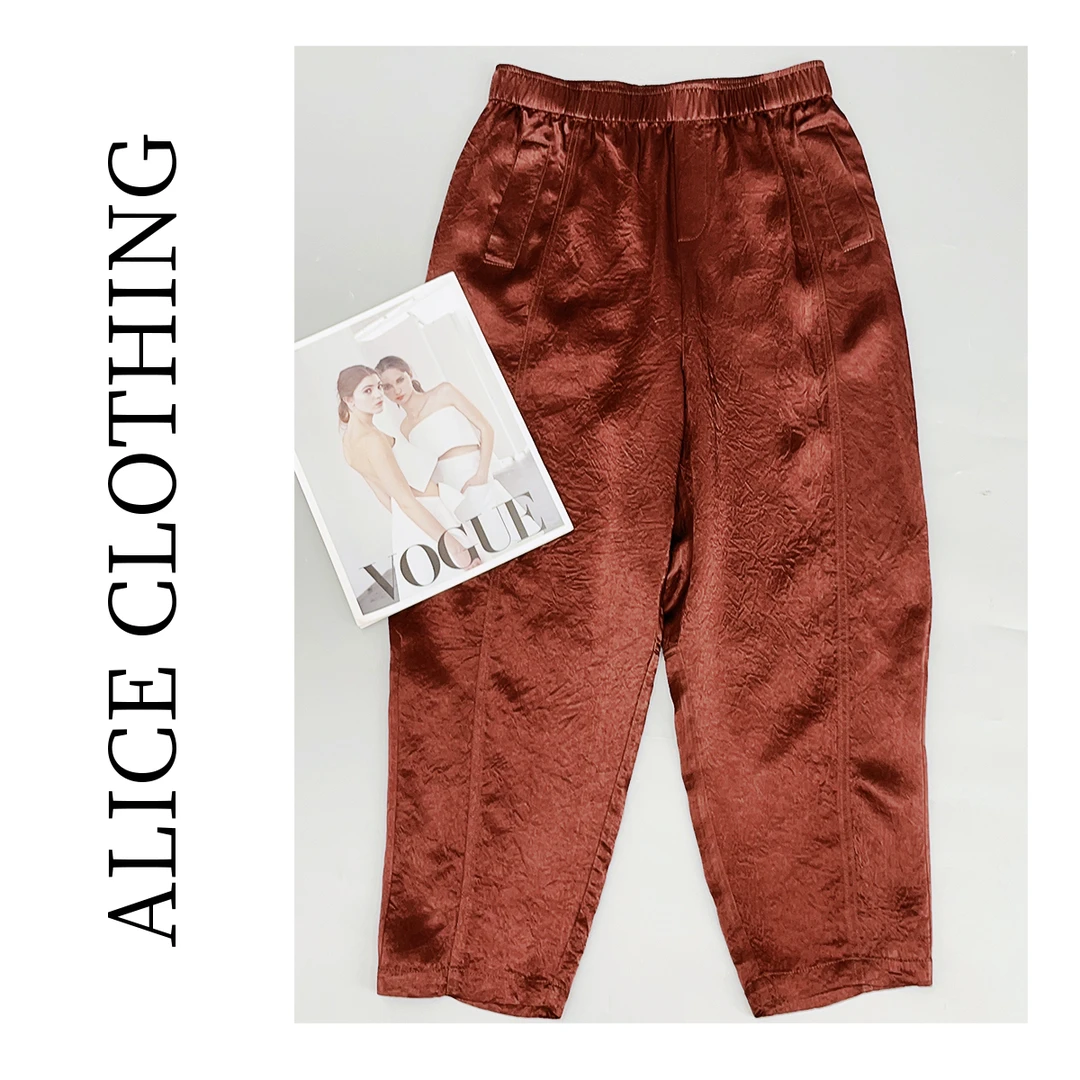 5 ALICE “浣溪沙”休闲裤 醋酸九分 柔光肌理 S621486G