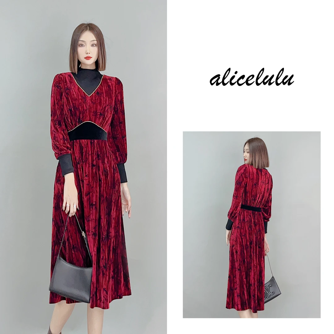 1 ALICE “如梦之夜”连衣裙 优雅提花 柔美丝绒 S2141405A