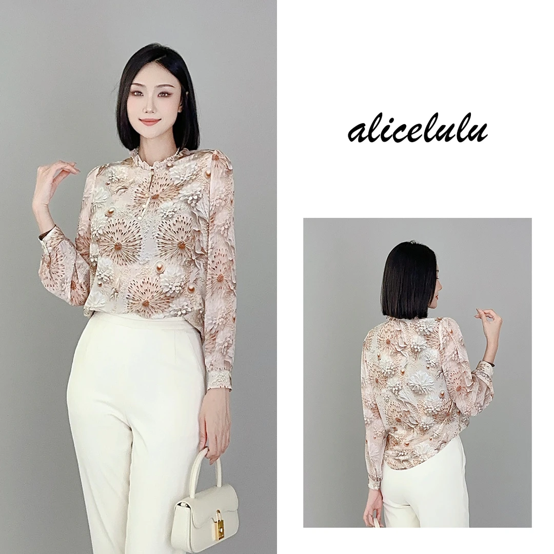 1 ALICE “云上之花”衬衫 立体印花 优雅时髦 S2138858E