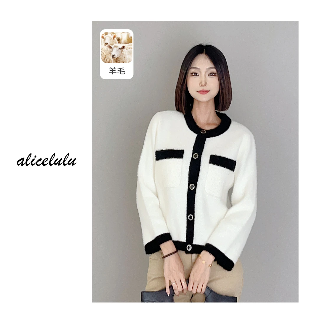 5 ALICE “绒绒暖意”毛衣 优雅小香 经典黑白 S1034493U