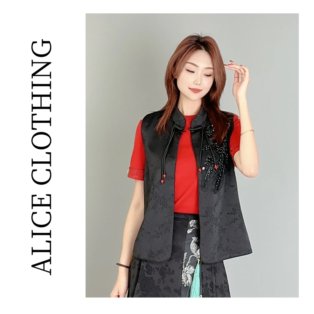 4【ALICE “大当家”桑蚕丝马甲】典雅国风 重工串珠 S2137267T