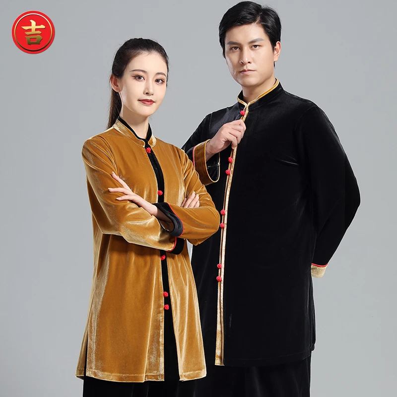 金丝绒太极服秋冬新款男女武术服练功服中国风加绒加厚太极拳服装