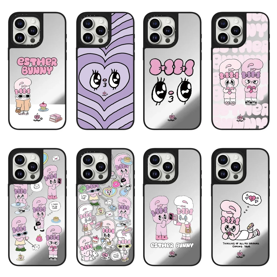 【新品发售】大眼粉兔镜面手机壳苹果适用于iPhone15/14/13/12