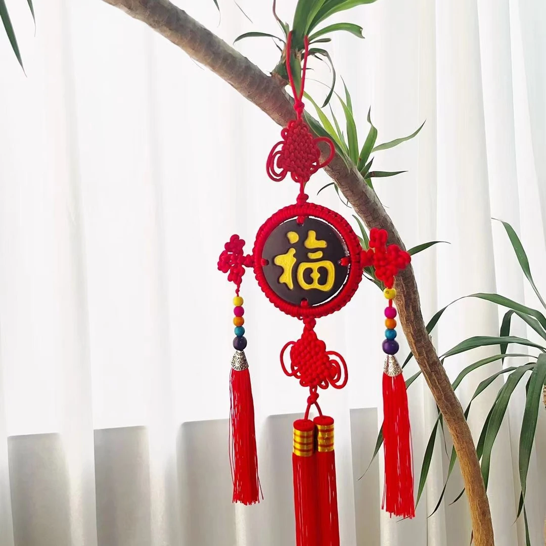 蛇年中国结挂件客厅家居玄关装饰小号桃木福中国节平安结乔迁挂件