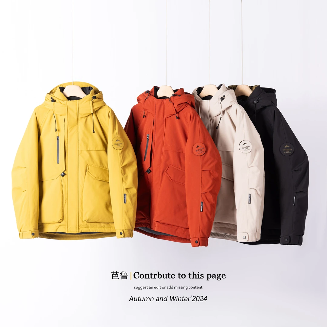 2024冬季新款工装连帽羽绒服情侣短款冬时尚百搭纯色休闲保暖外套