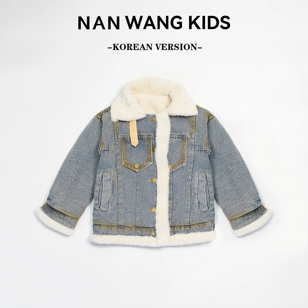 2024新款秋冬韩版喷色加绒加厚机车风夹克牛仔外套