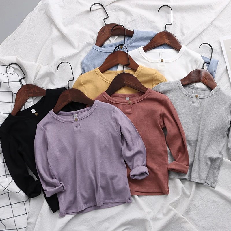 2025秋新款儿童打底衫 宝宝韩国色长袖体恤 男女童莫代尔弹力T恤