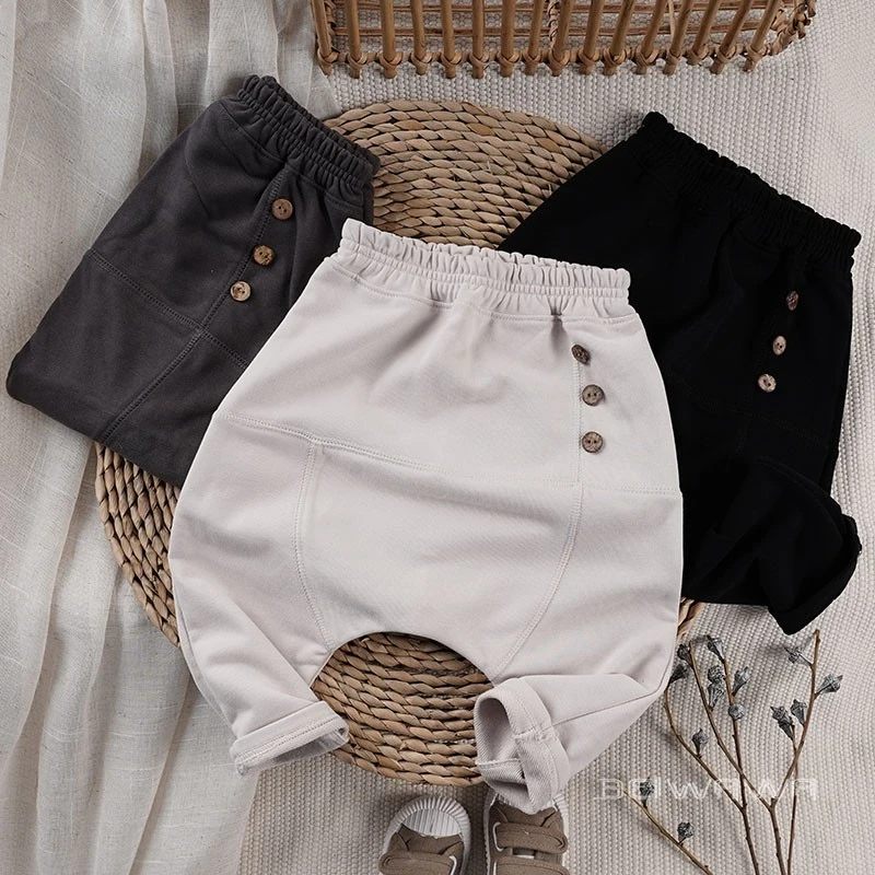 秋款小童宝宝软糯棉质大屁屁休闲长裤子 男童宽松百搭大裆pp单裤