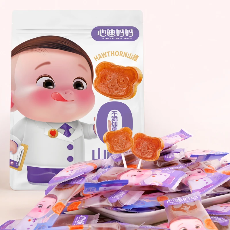【心迪妈妈】0蔗糖山楂棒添加益生元鸡内金蓝莓30支山楂条棒糖360gD