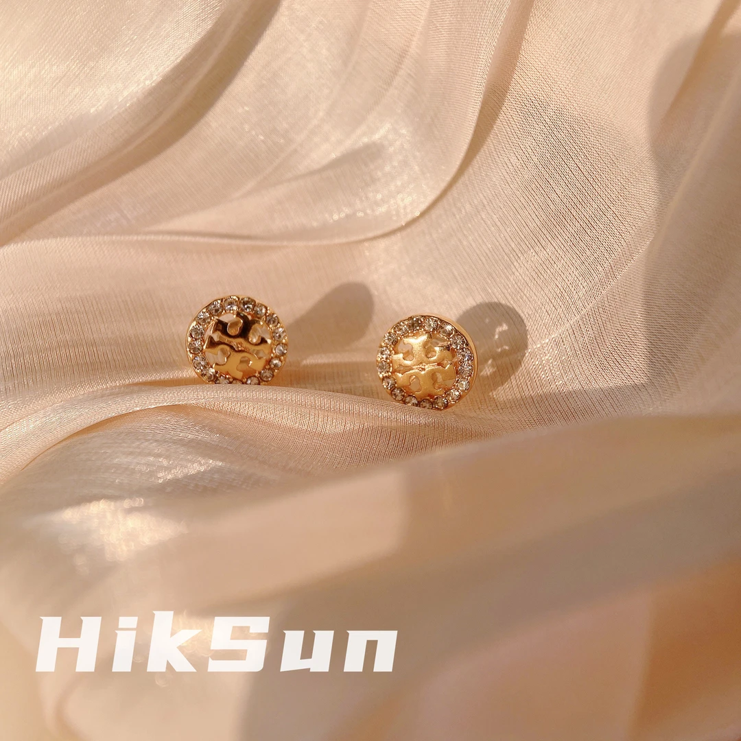 铜合金耳饰 【1298】圆形锆石T家耳钉