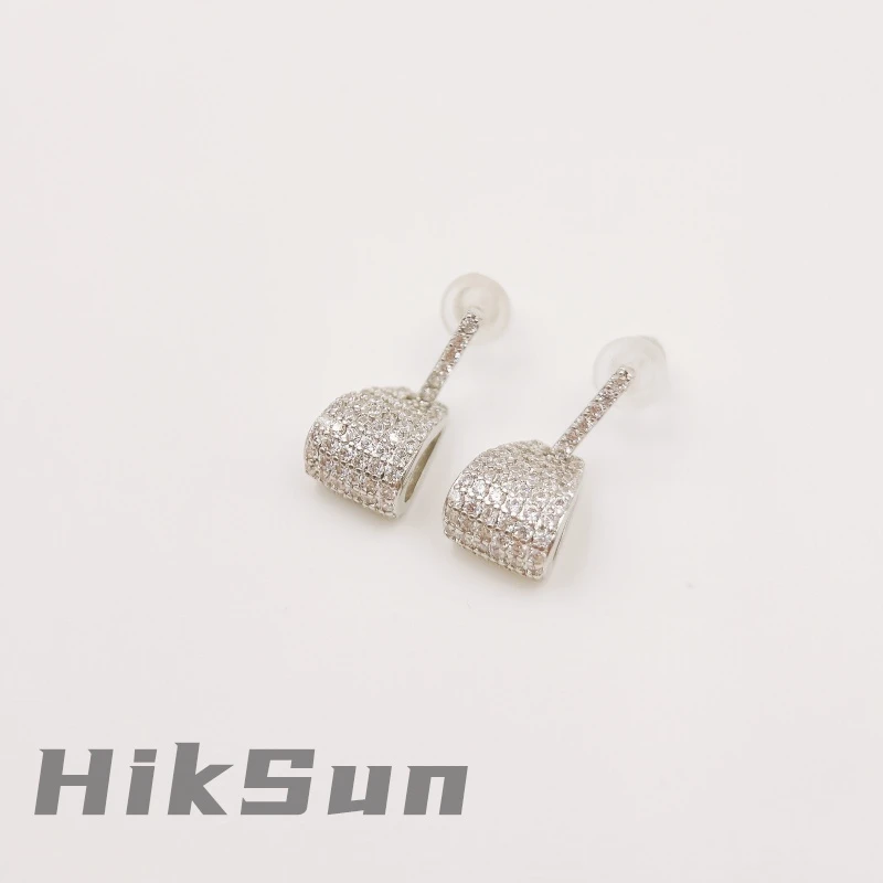 铜合金合成锆石耳饰 【1529】轻奢简约锆石包包耳钉