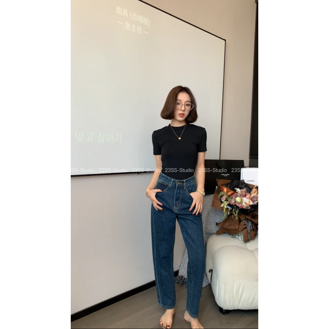 【娇娇私服订制】秋冬新款休闲百搭高腰显瘦直筒萝卜牛仔裤11013