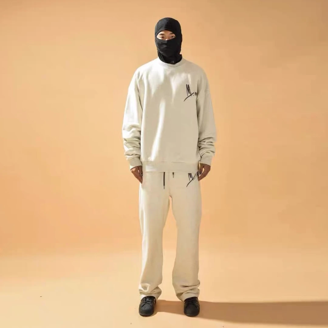 MARMORRIS手写字体基础圆领400g纯棉卫衣卫裤休闲宽松情侣套装