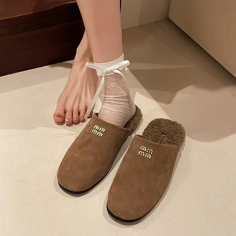 550【薇语莎】冬季新款时尚百搭休闲加绒包头拖鞋