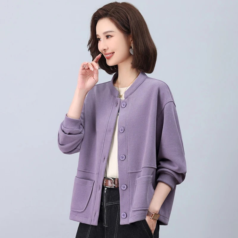 春秋卫衣开衫外套女2025新款高端大码显瘦宽松中年妈妈休闲薄上衣