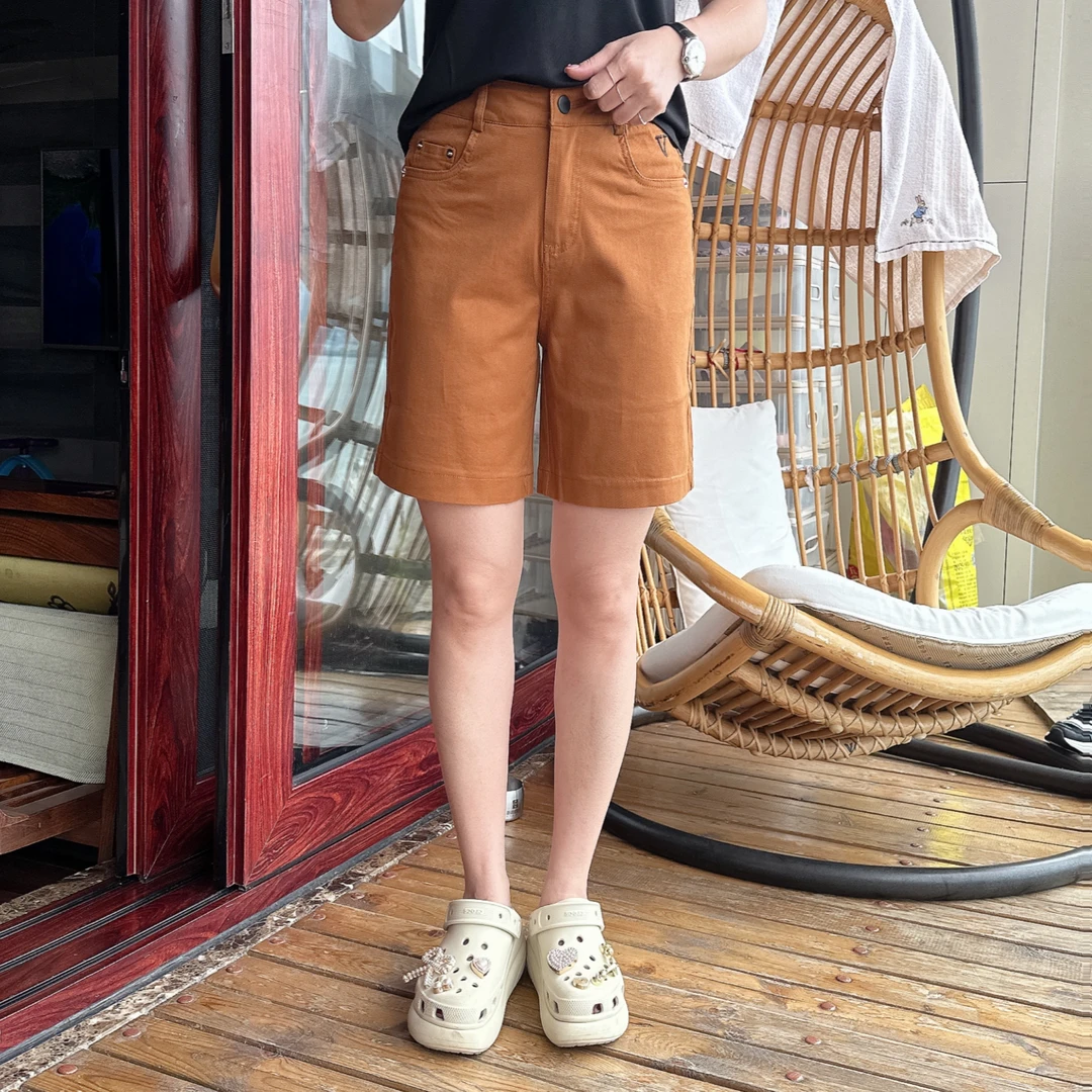 女时尚休闲短裤5-9733拉链款休闲百搭弹力直筒布裤