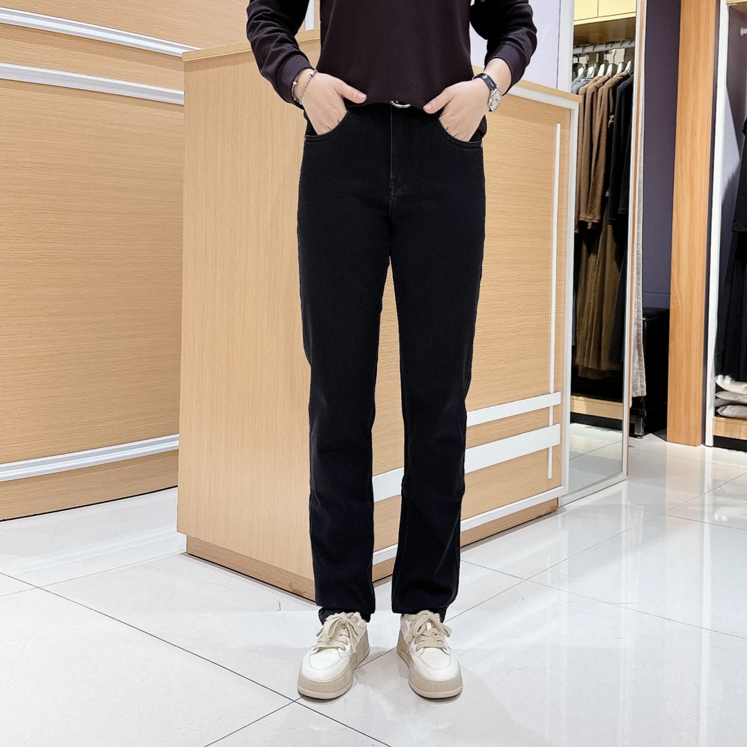 男士牛仔裤4-860高档冬季薄绒百搭时尚休闲直筒牛仔裤