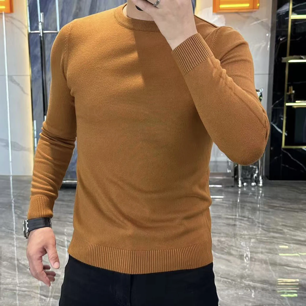 男士针织毛衣 4-9903冬季素版净色百搭保暖针织毛衣