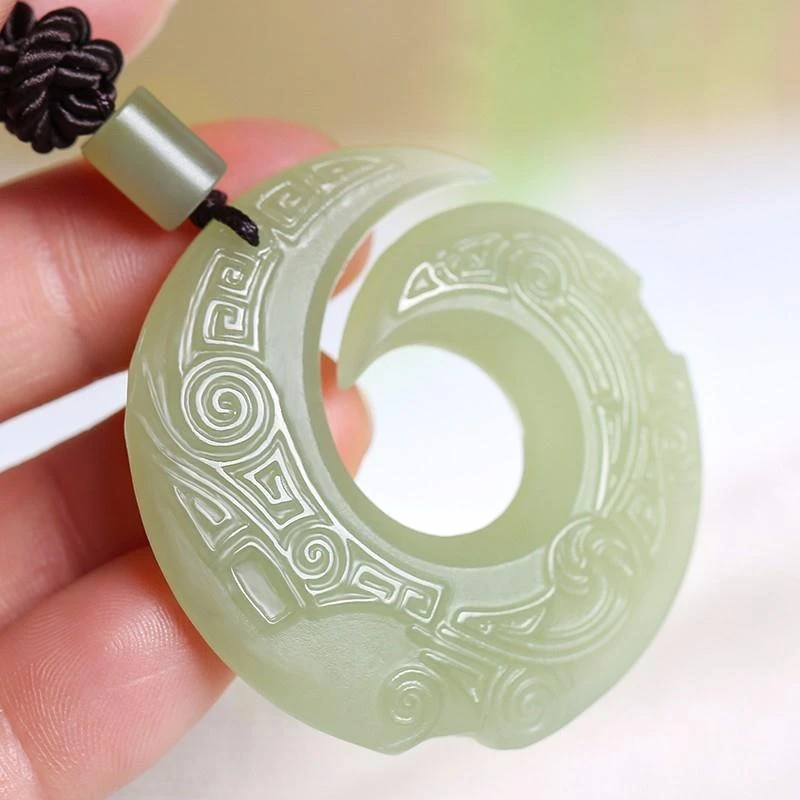 精选新款和田色吊坠浅青玉时来运转挂件好运连连玉石吊坠子和田玉