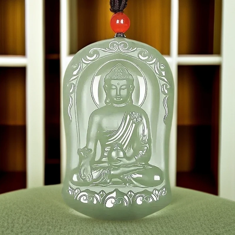 药师佛正品新疆和田玉吊坠挂件男女款湖水绿如来玉挂坠玉石玉牌