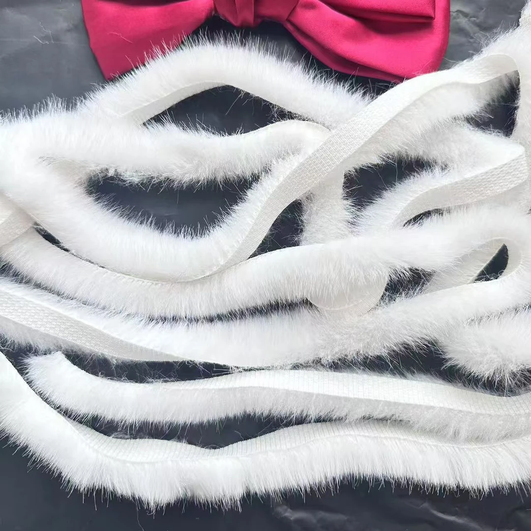 【班班精选】1cm白色仿水貂绒毛条精美手工制作粘贴材料