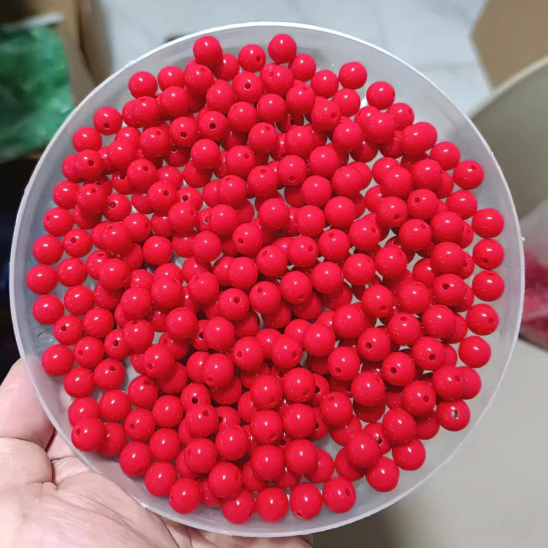 【班班精选】精品圆珠高亮红珠黑珠亚克力冬青果珠（10mm12mm）材料
