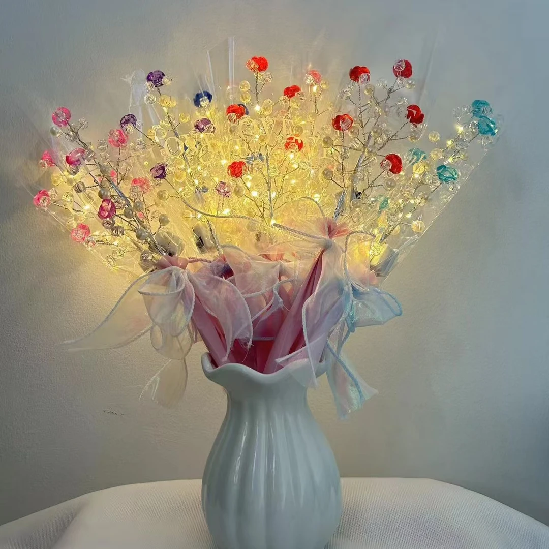 【班班精选】教师节礼物炬献珍珠水晶玫瑰小花束