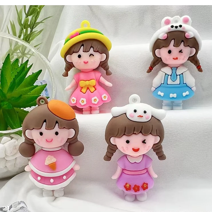 【桃子妈专属宠粉福利】辫子女孩卡通滴胶软胶娃娃可爱迷你玩偶