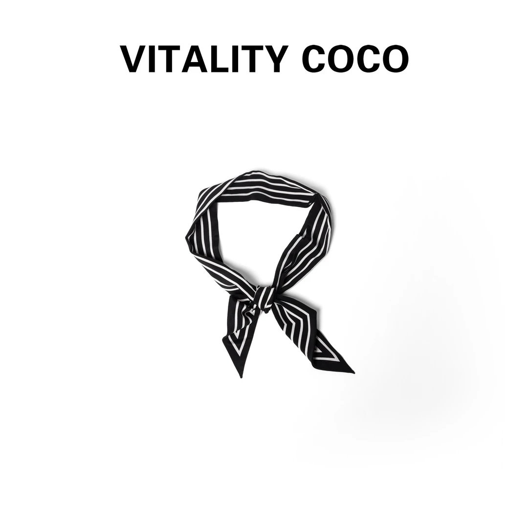 时尚气质简约休闲复古百搭黑白撞色丝巾