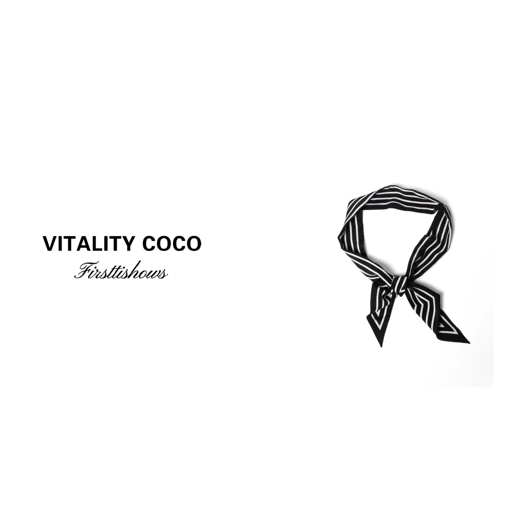 「VITALITY COCO」时尚气质简约休闲复古黑白百搭撞色条纹丝巾-1181