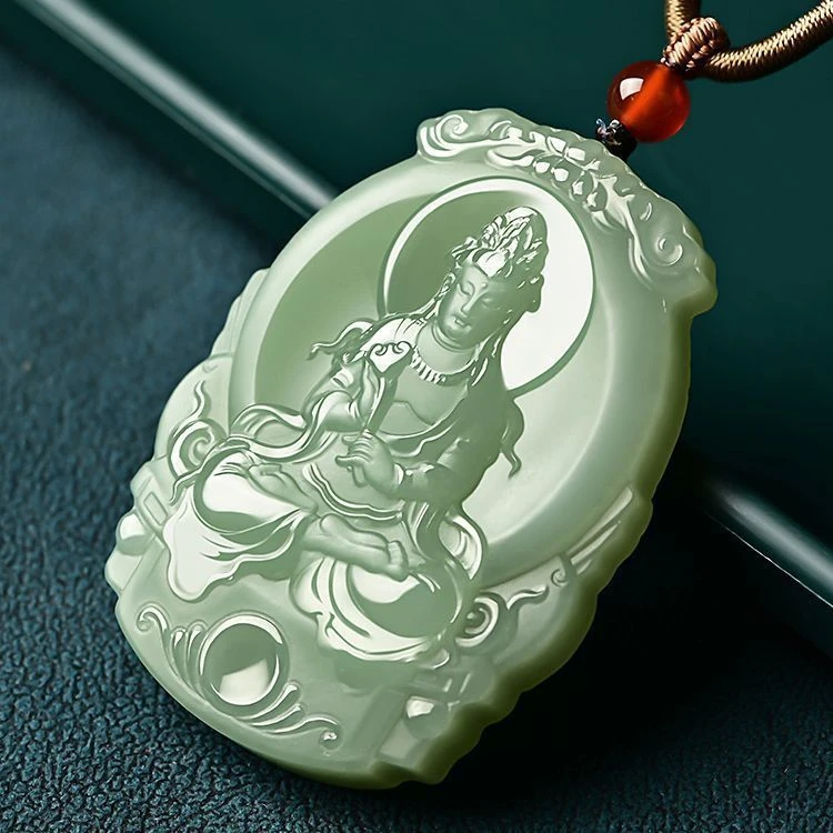 天然和田玉青白玉双面雕刻精美玉坠吊坠南海观音挂件多样性发货