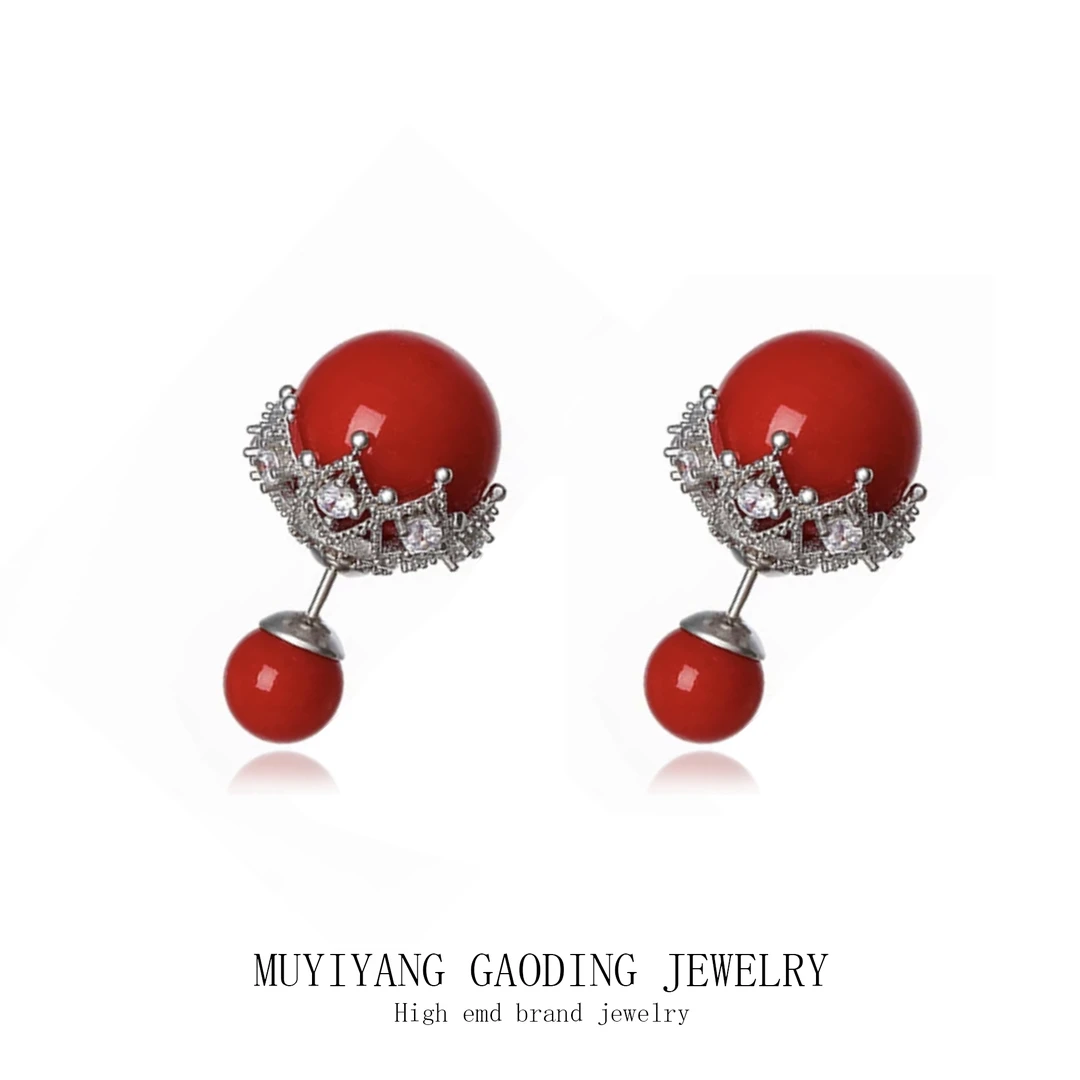 铜合金合成锆石耳饰 外贸高品高奢耳钉A408