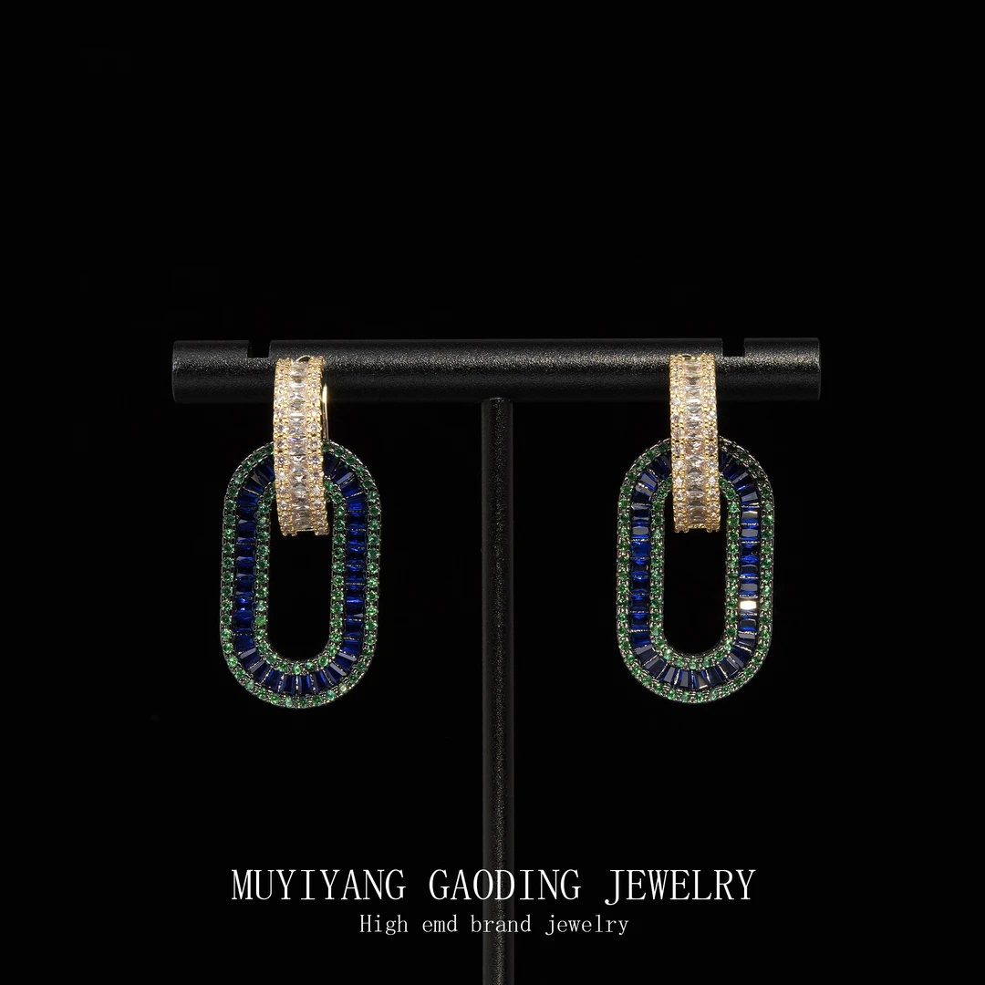 铜合金合成锆石耳饰 外贸高品高奢耳钉A263