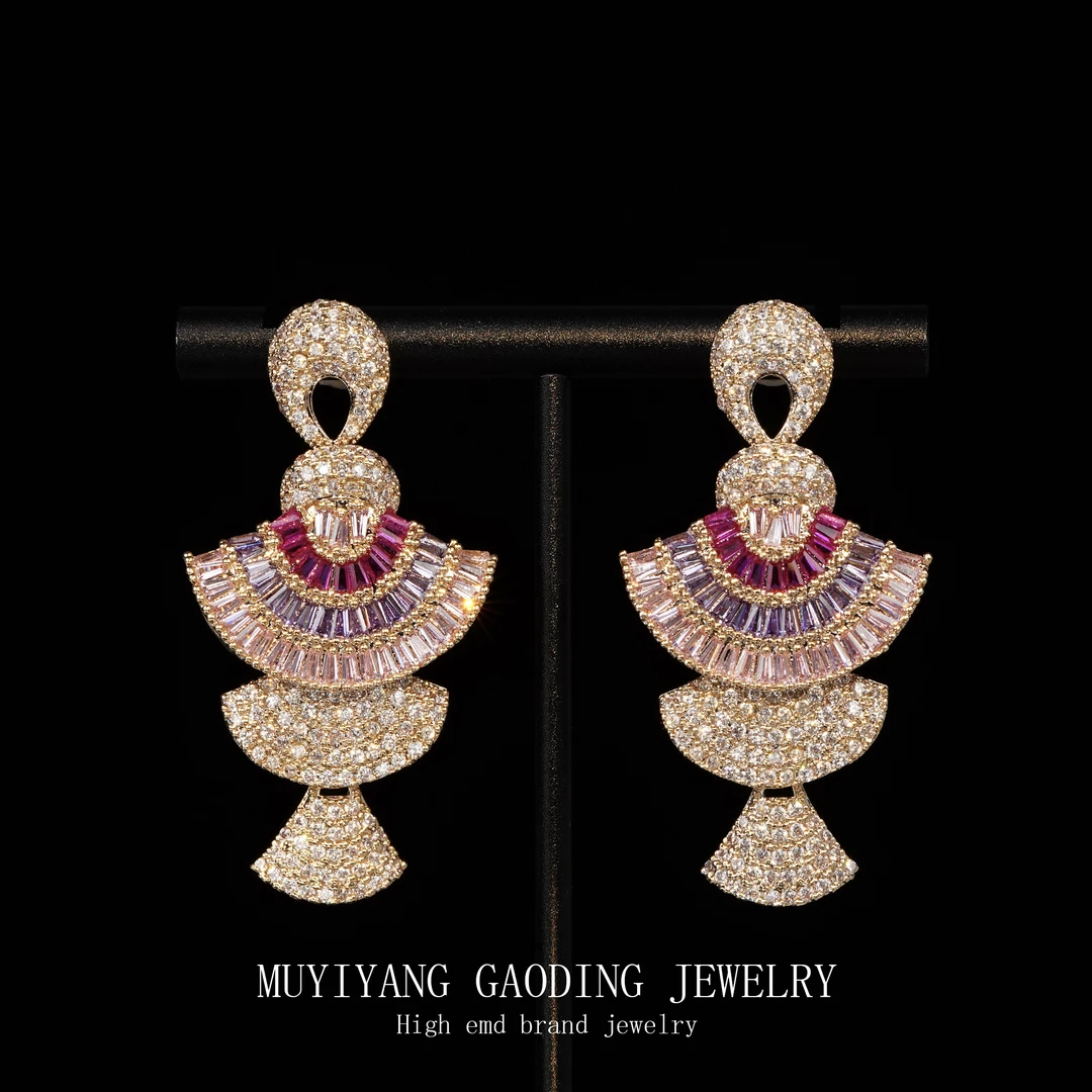 铜合金合成锆石耳饰 外贸高品高奢设计师耳钉A027