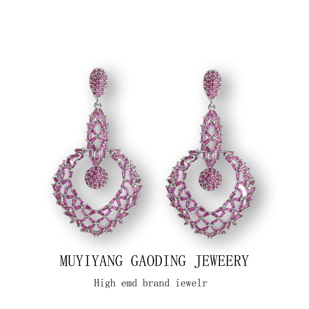 铜合金合成锆石耳饰 外贸高品高奢耳钉A047